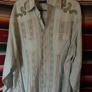 7 Diamonds Embroidered Snap Shirt